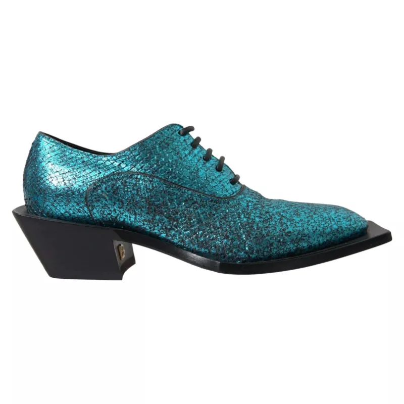 Blue Leather Derby Block Heels Dress Shoes sold by Louxly
