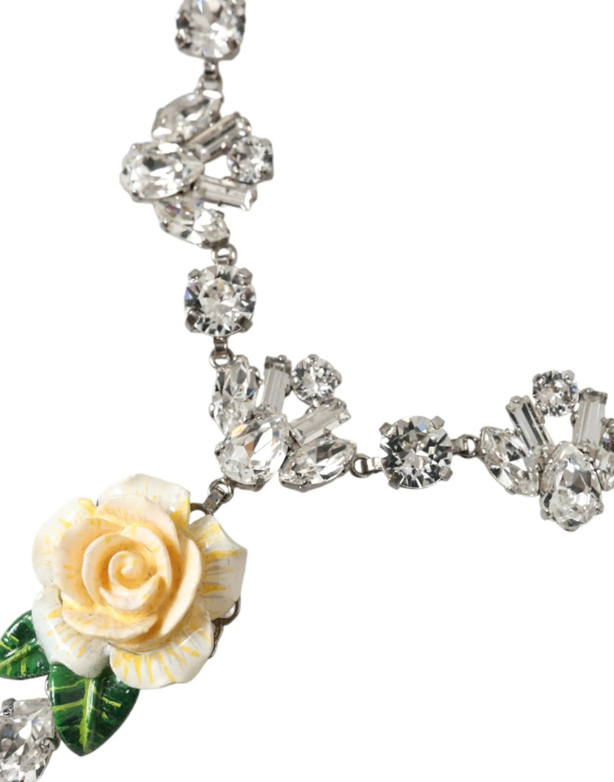 Silver Brass Clear Crystal Roses Pendants Necklace sold by Louxly product image thumbnail 2