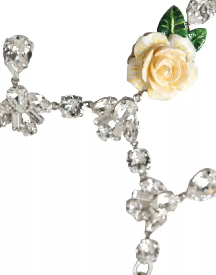 Silver Brass Clear Crystal Roses Pendants Necklace sold by Louxly product image thumbnail 4