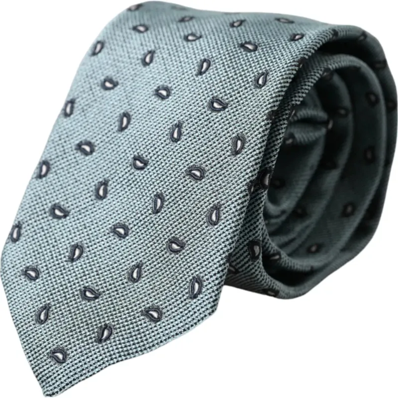 Green 100% Silk Patterned Adjustable Men Tie sold by Louxly