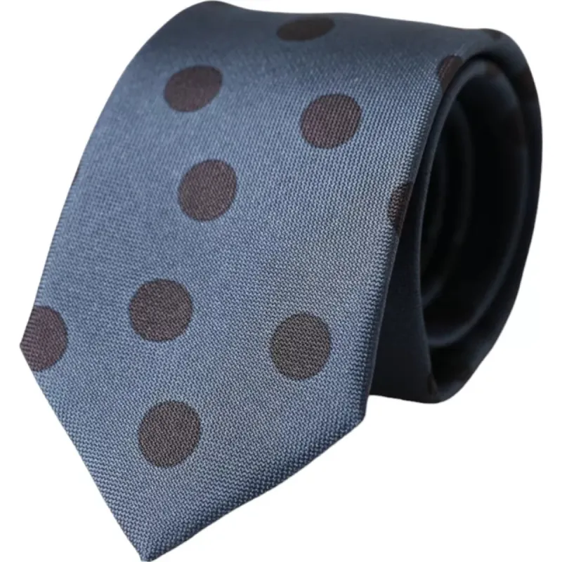 Blue Black Silk Polka Dot Adjustable Men Tie sold by Louxly