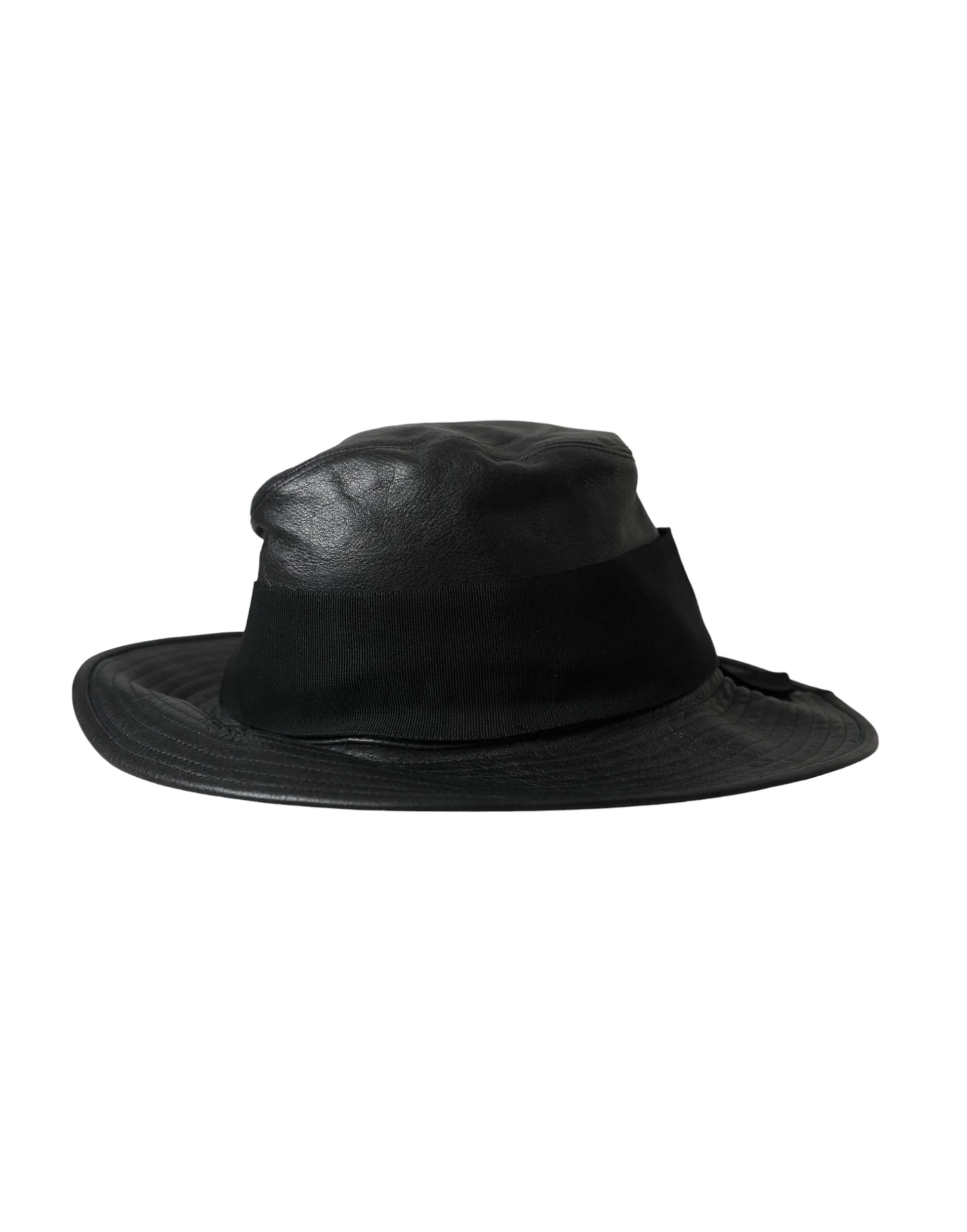 Black Leather DG Coin Crystal Wide Brim Hat sold by Louxly product image thumbnail 4