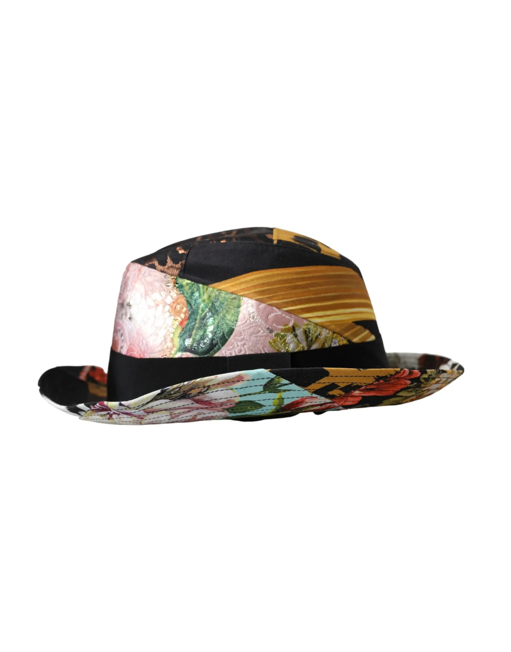 Multicolor Patchwork Women Fedora Wide Brim Hat sold by Louxly product image thumbnail 4