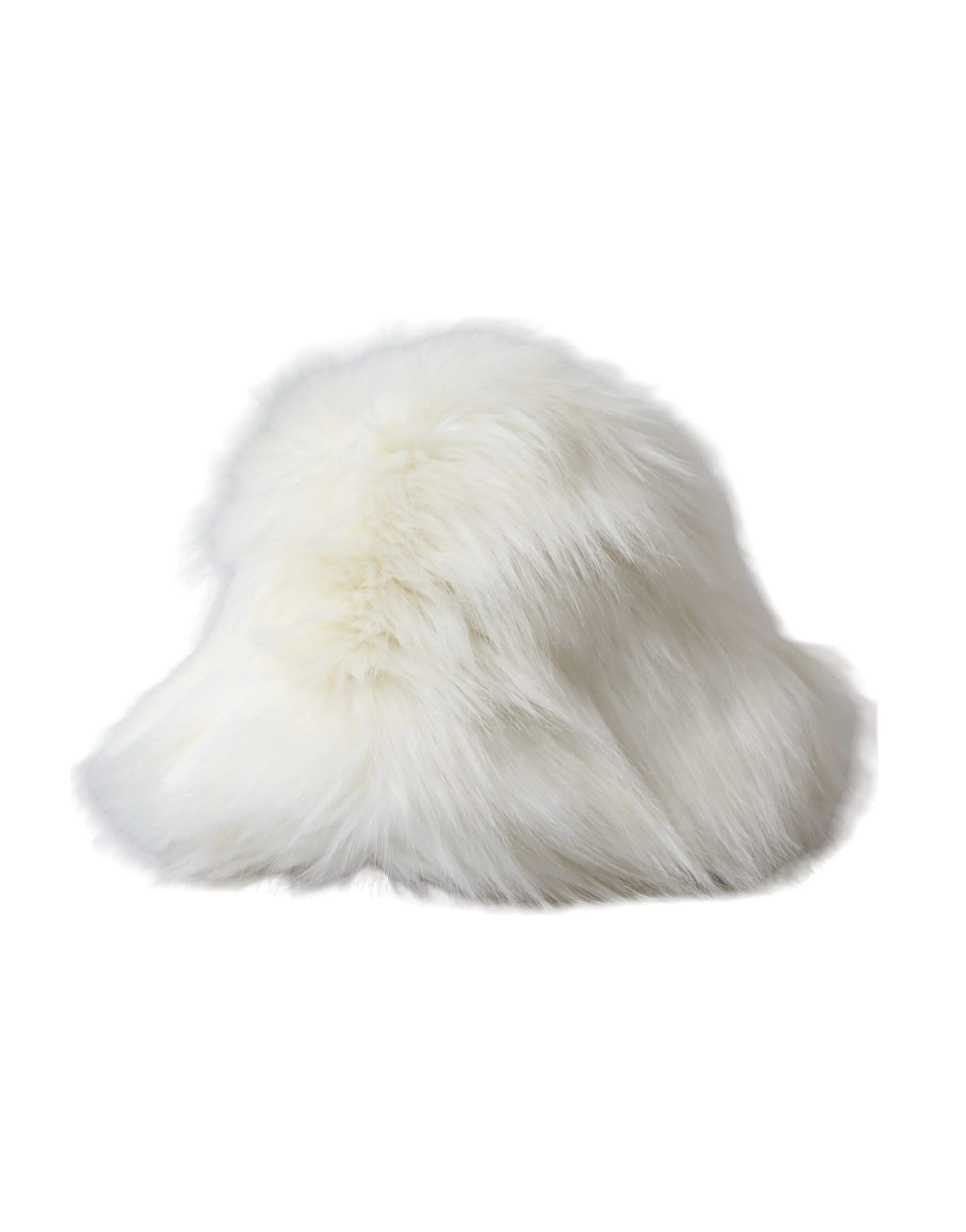 White Acrylic Fur Womens Bucket Hat sold by Louxly product image thumbnail 3