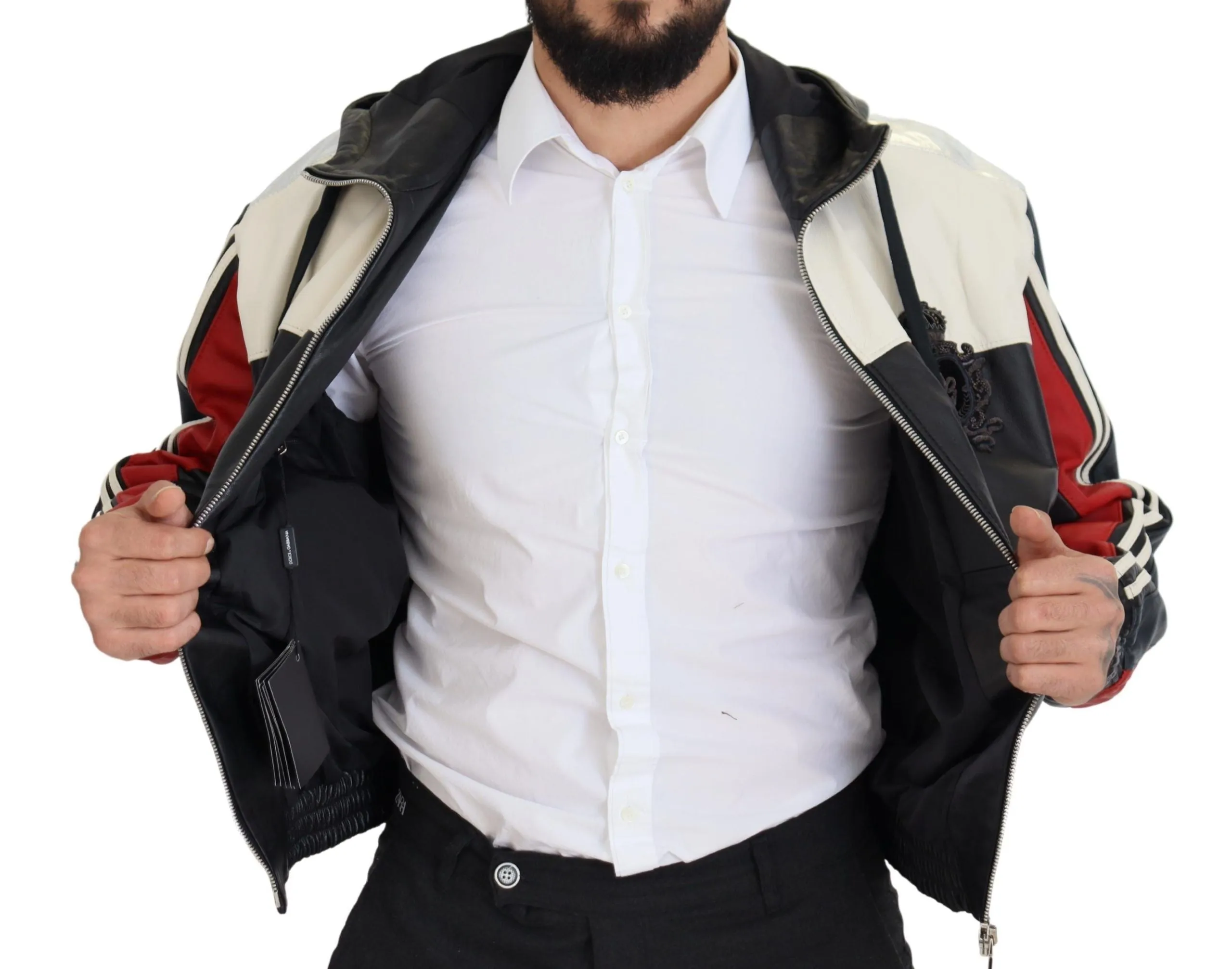 Elite Black Leather Hooded Bomber Jacket sold by Louxly product image thumbnail 5