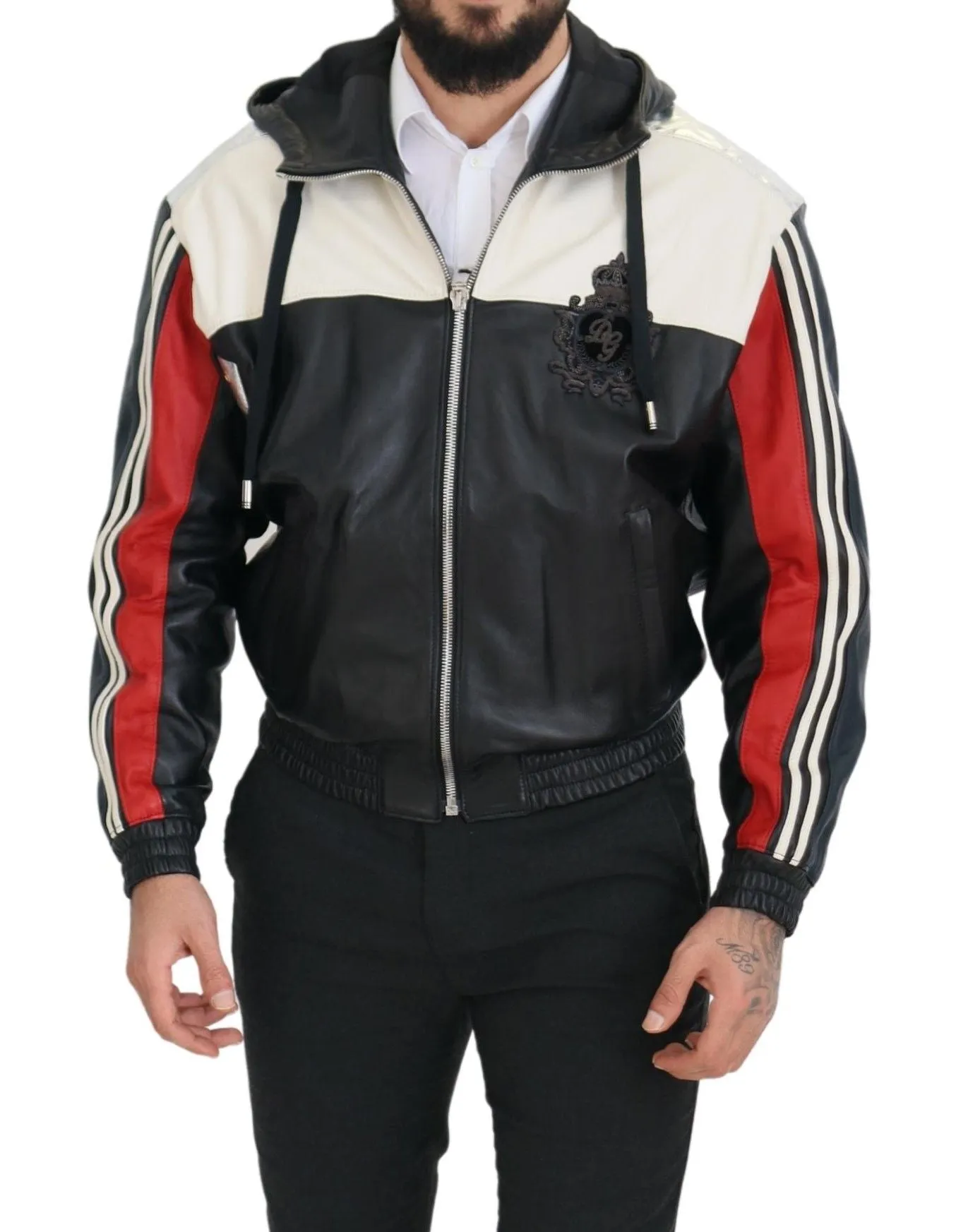 Elite Black Leather Hooded Bomber Jacket sold by Louxly product image thumbnail 2