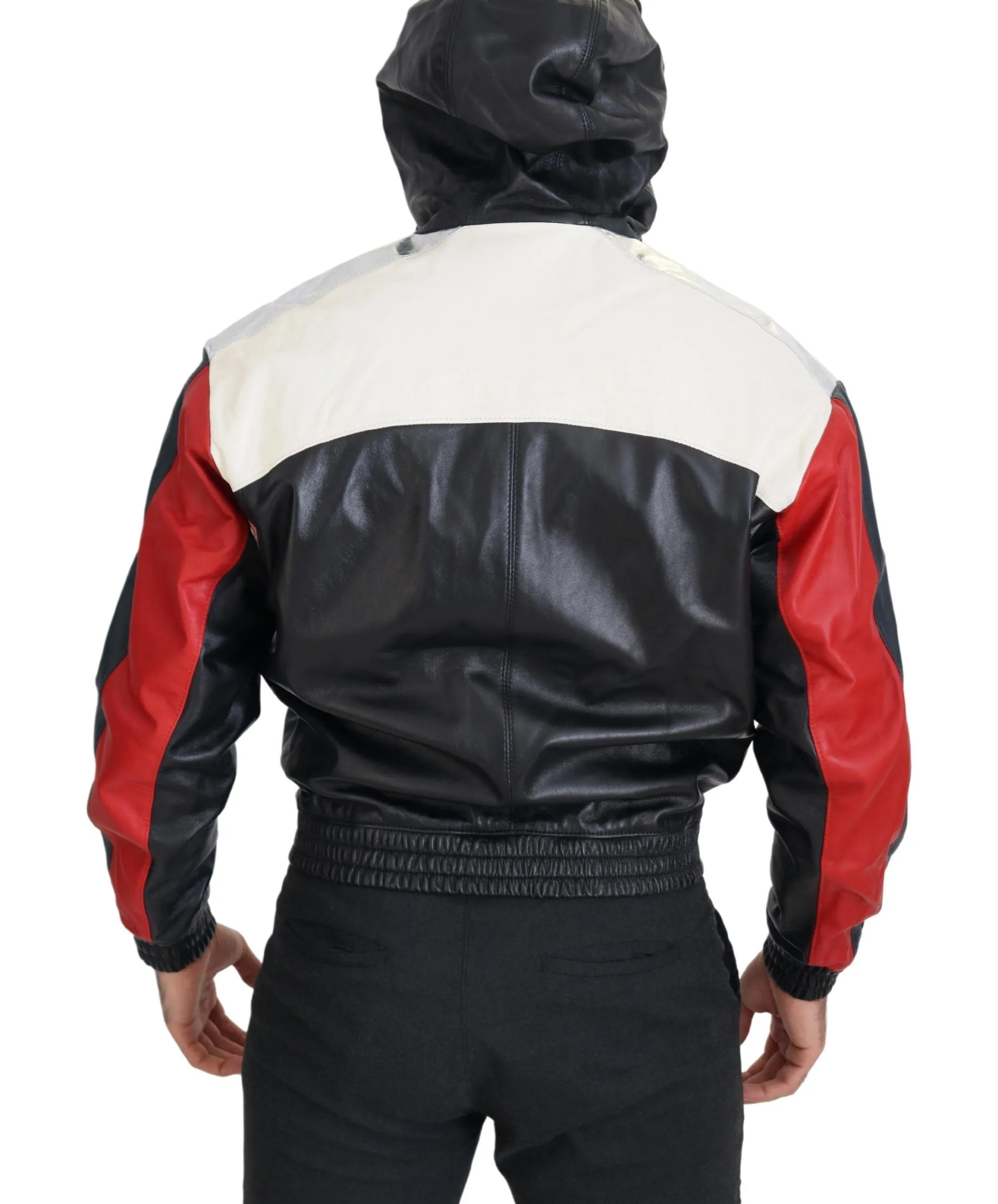 Elite Black Leather Hooded Bomber Jacket sold by Louxly product image thumbnail 3