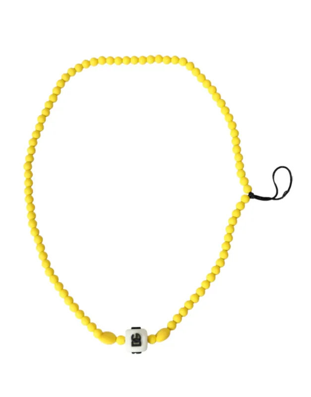 Yellow Beaded Chain DG Logo Charm Necklace sold by Louxly