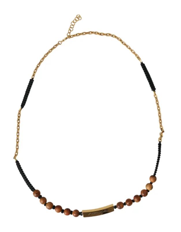 Black Gold Wooden Beaded Logo Pendant sold by Louxly
