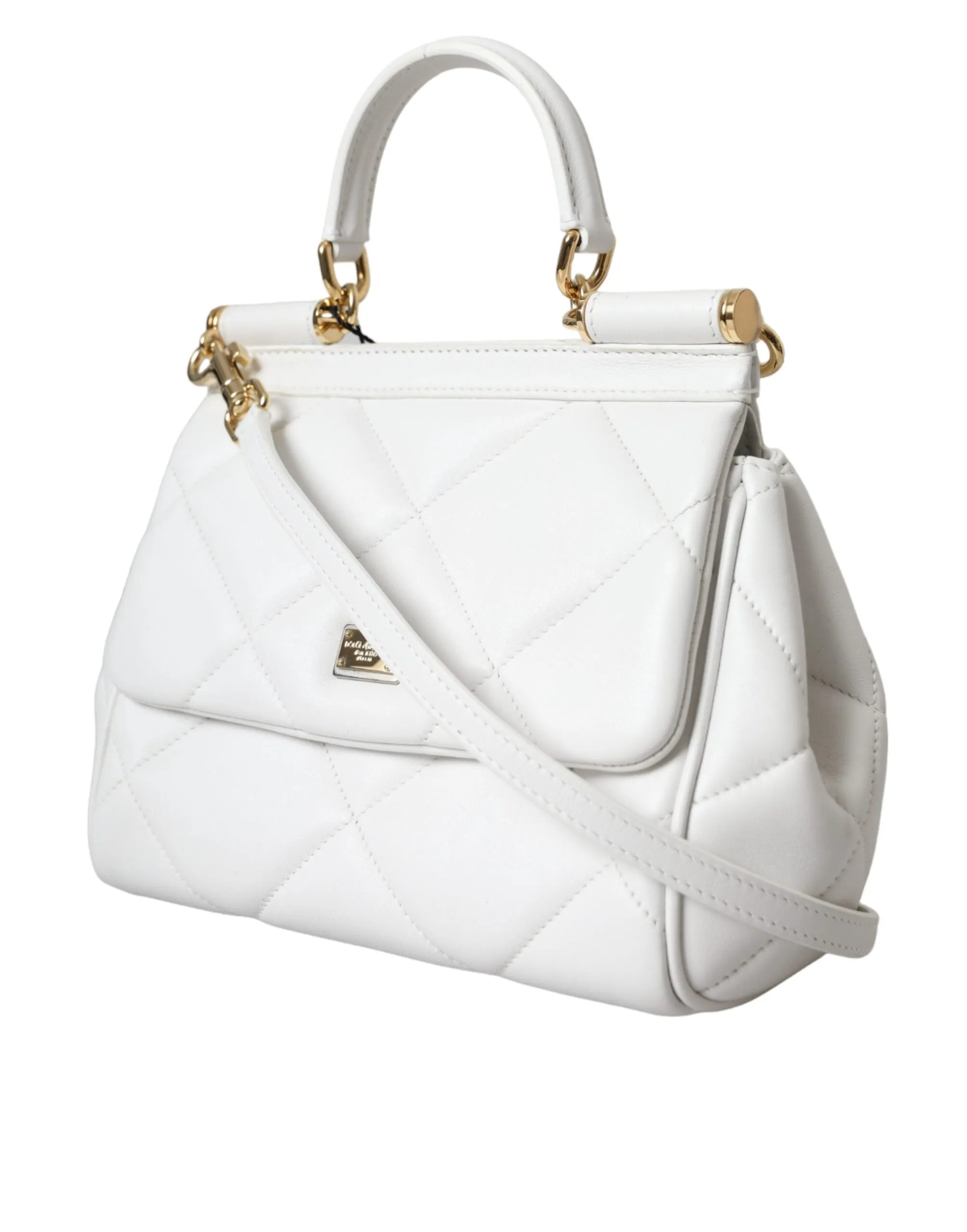 White Quilted Leather SICILY Shoulder Purse Satchel Bag sold by Louxly product image thumbnail 3