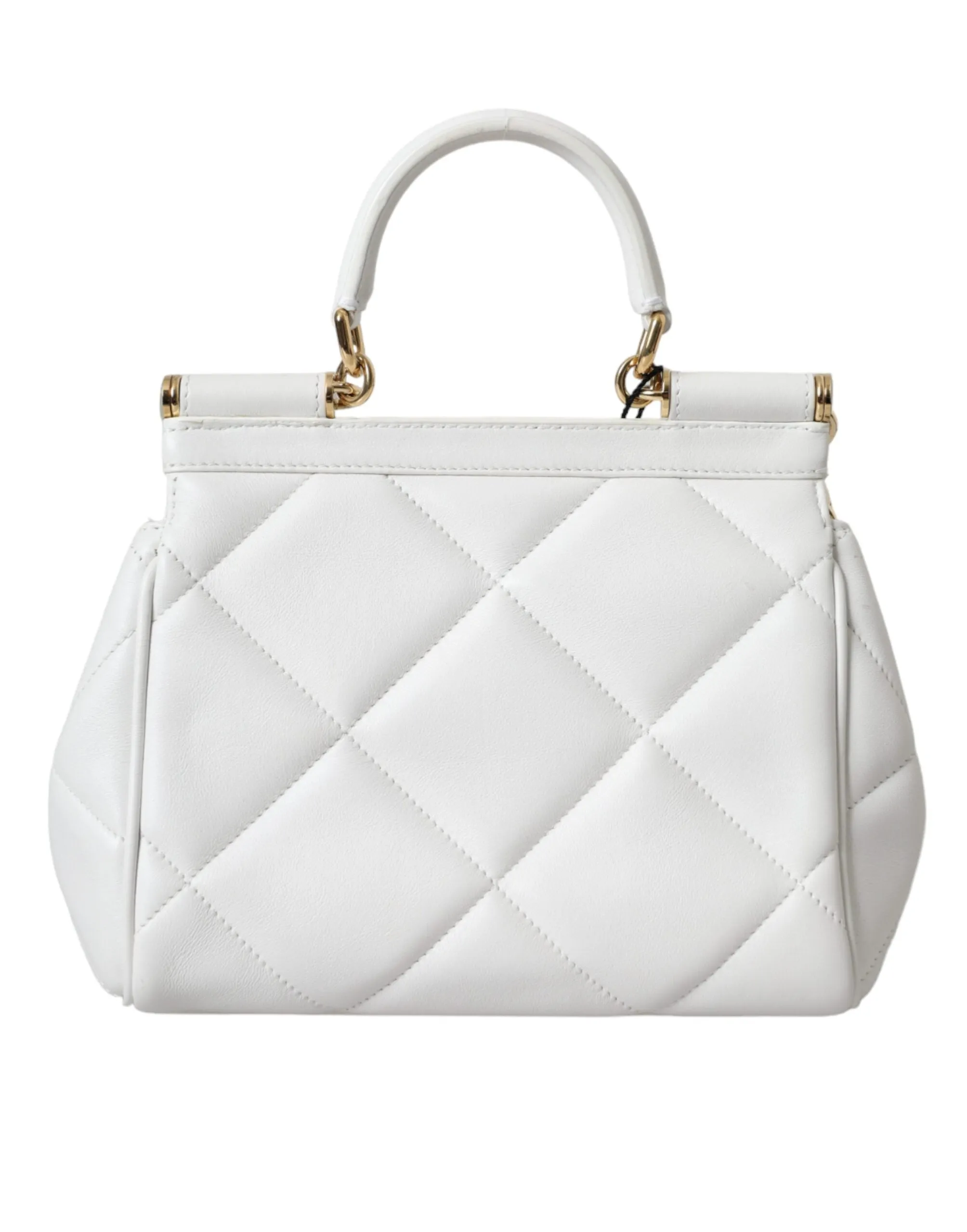 White Quilted Leather SICILY Shoulder Purse Satchel Bag sold by Louxly product image thumbnail 4