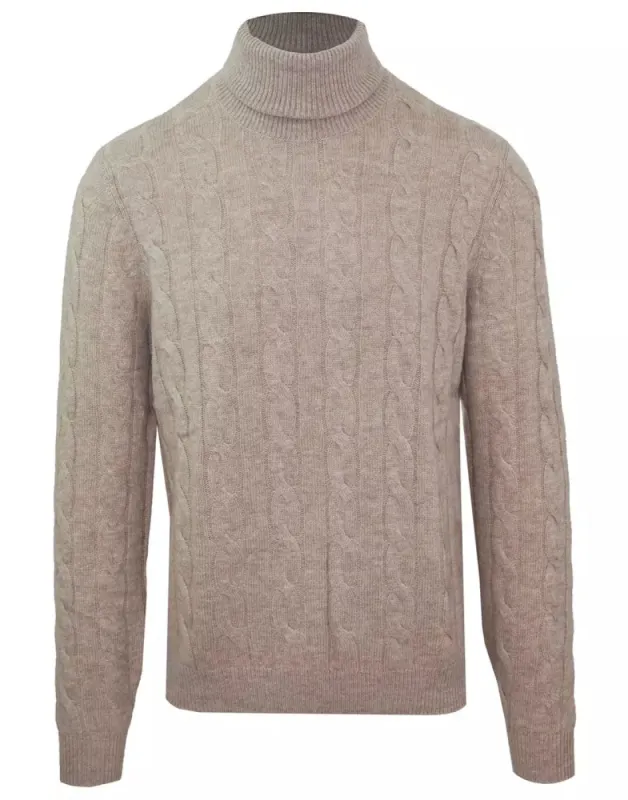 Elegant Beige Wool-Cashmere Turtleneck Sweater sold by Louxly