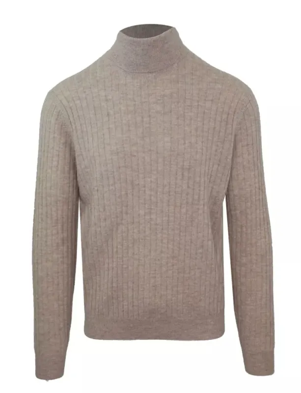 Beige Cashmere-Wool Blend Turtleneck Sweater sold by Louxly