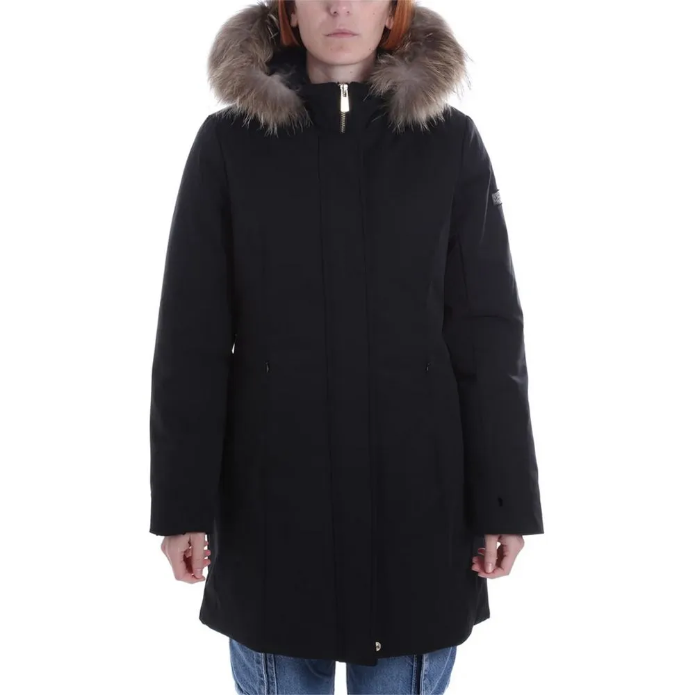 Black Nylon Women Parka sold by Louxly