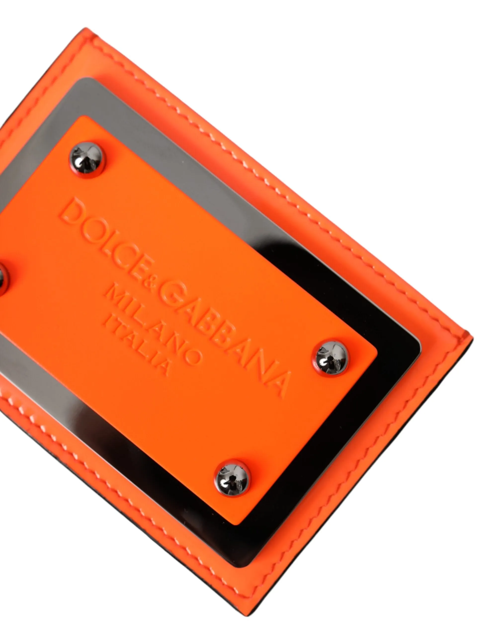 Orange Black Leather Logo Plaque Card Holder Wallet sold by Louxly product image thumbnail 4