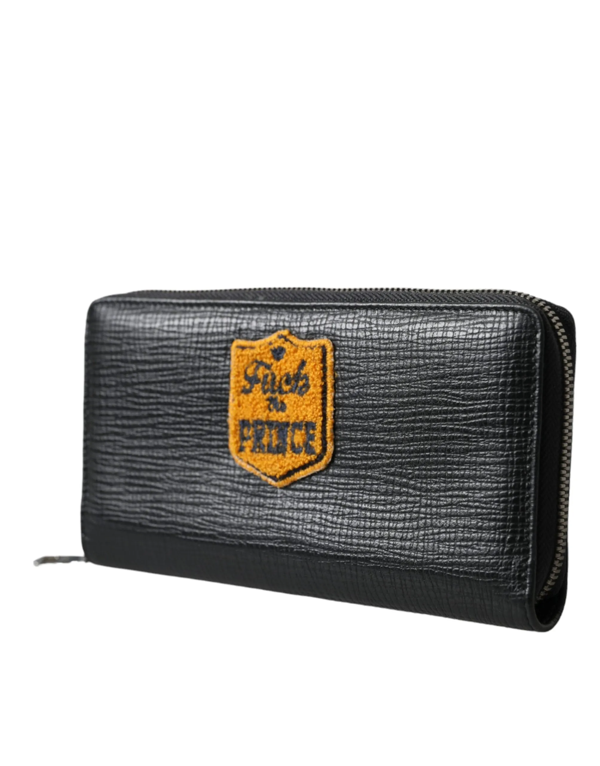 Black Leather Logo Patch Zip Around Continental Wallet sold by Louxly product image thumbnail 3