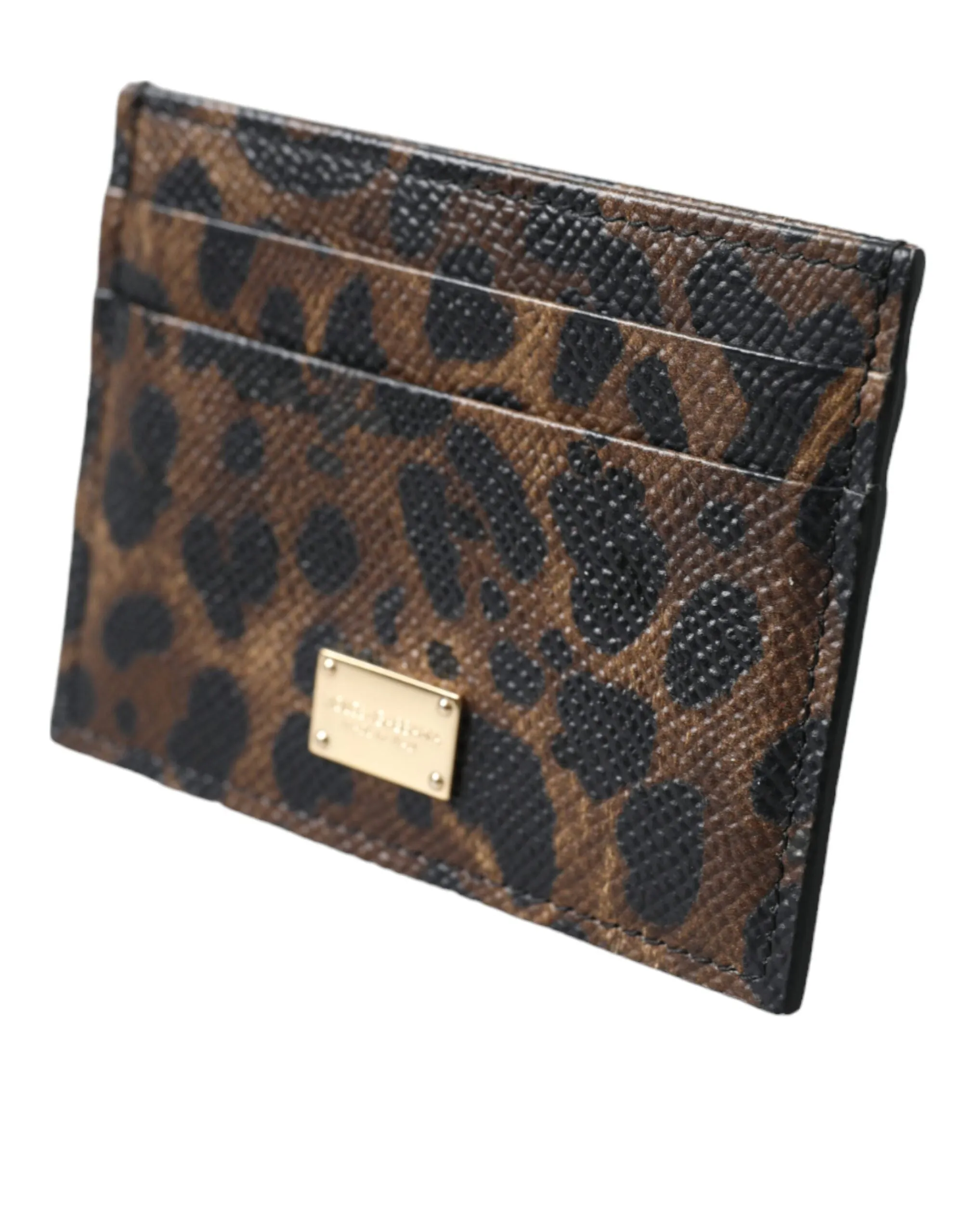 Brown Leather Leopard Logo Plaque Women Cardholder Wallet sold by Louxly product image thumbnail 3