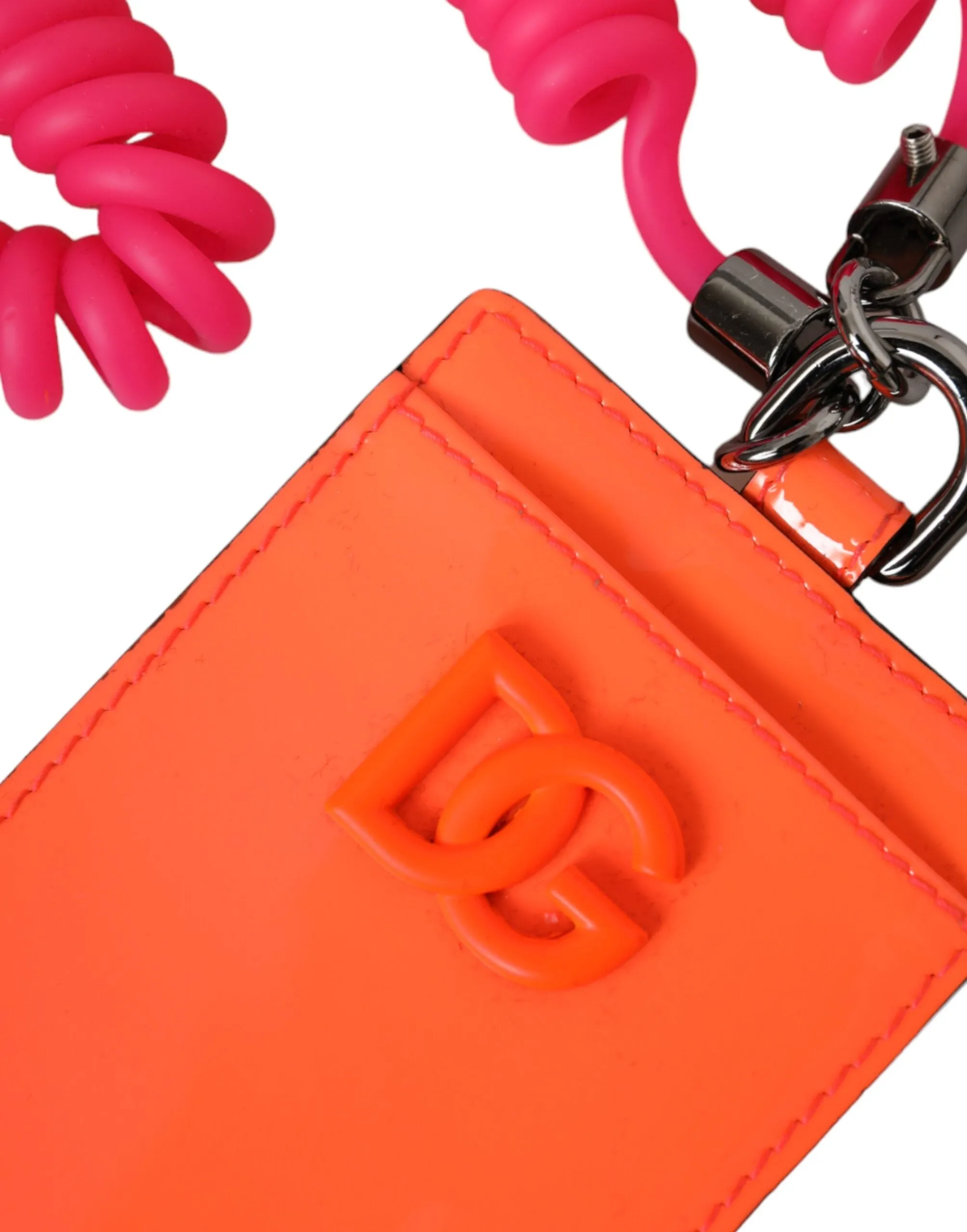 Orange Pink Leather DG Logo Neck Strap Card Holder Wallet sold by Louxly product image thumbnail 5