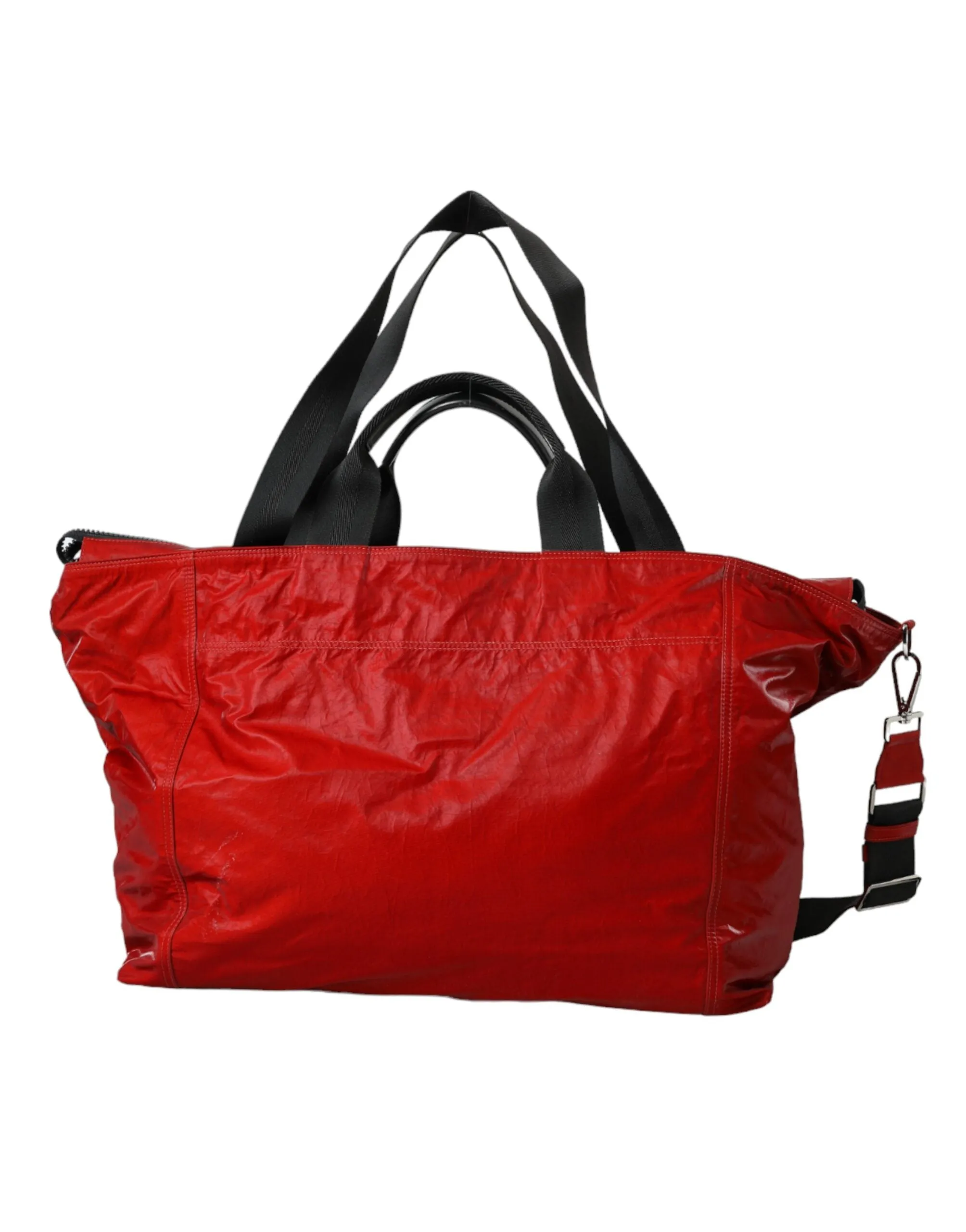 Red Nylon Calfskin Hand Shoulder Duffel Bag sold by Louxly product image thumbnail 4