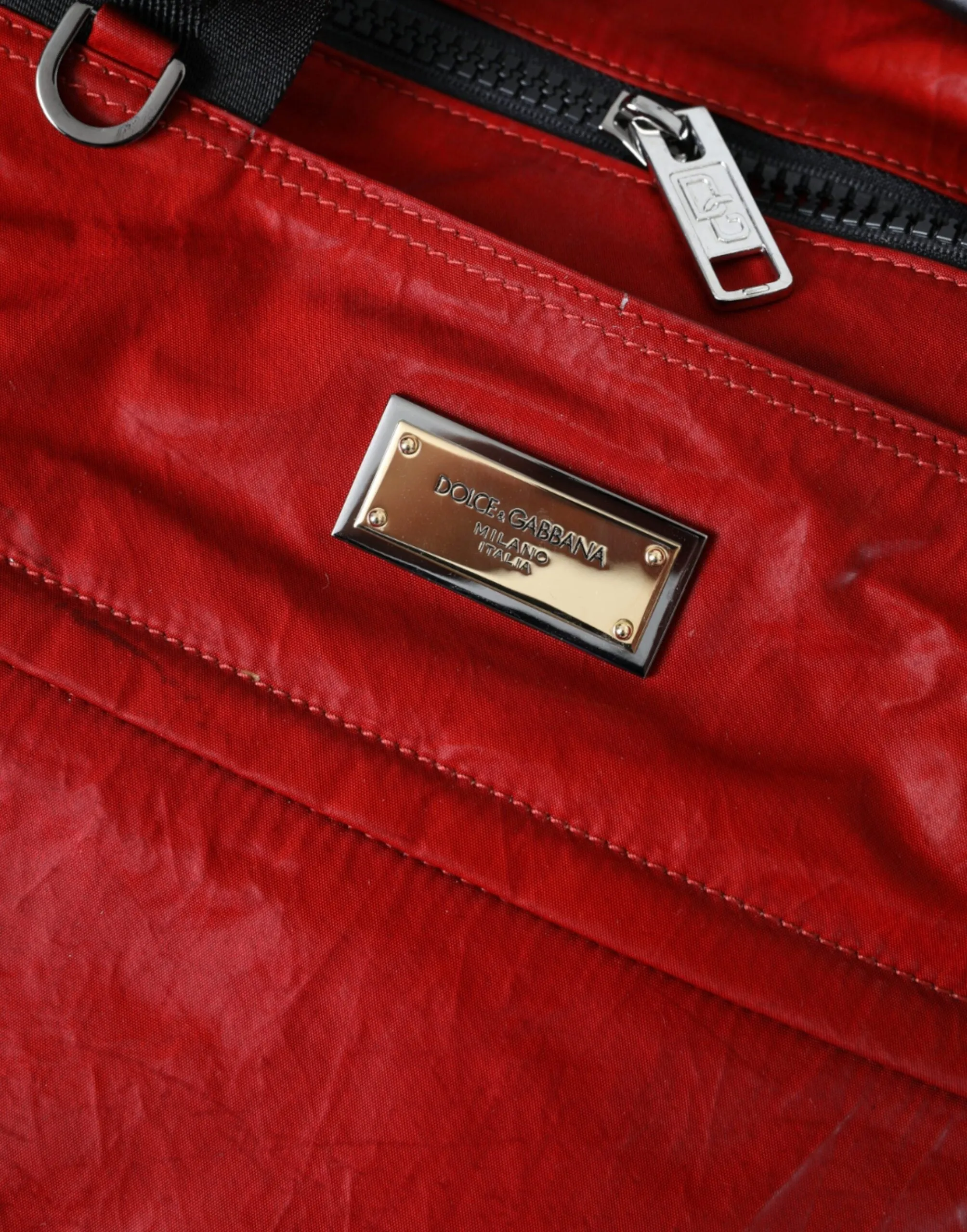Red Nylon Calfskin Hand Shoulder Duffel Bag sold by Louxly product image thumbnail 5