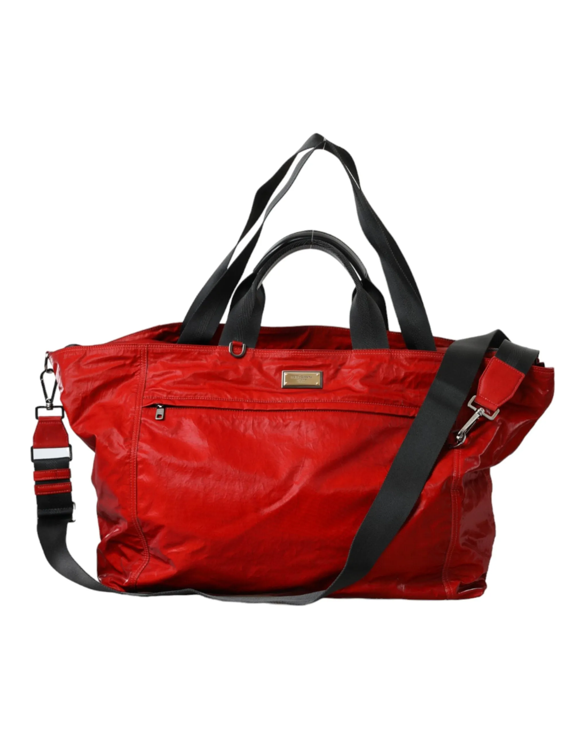 Red Nylon Calfskin Hand Shoulder Duffel Bag sold by Louxly product image thumbnail 2