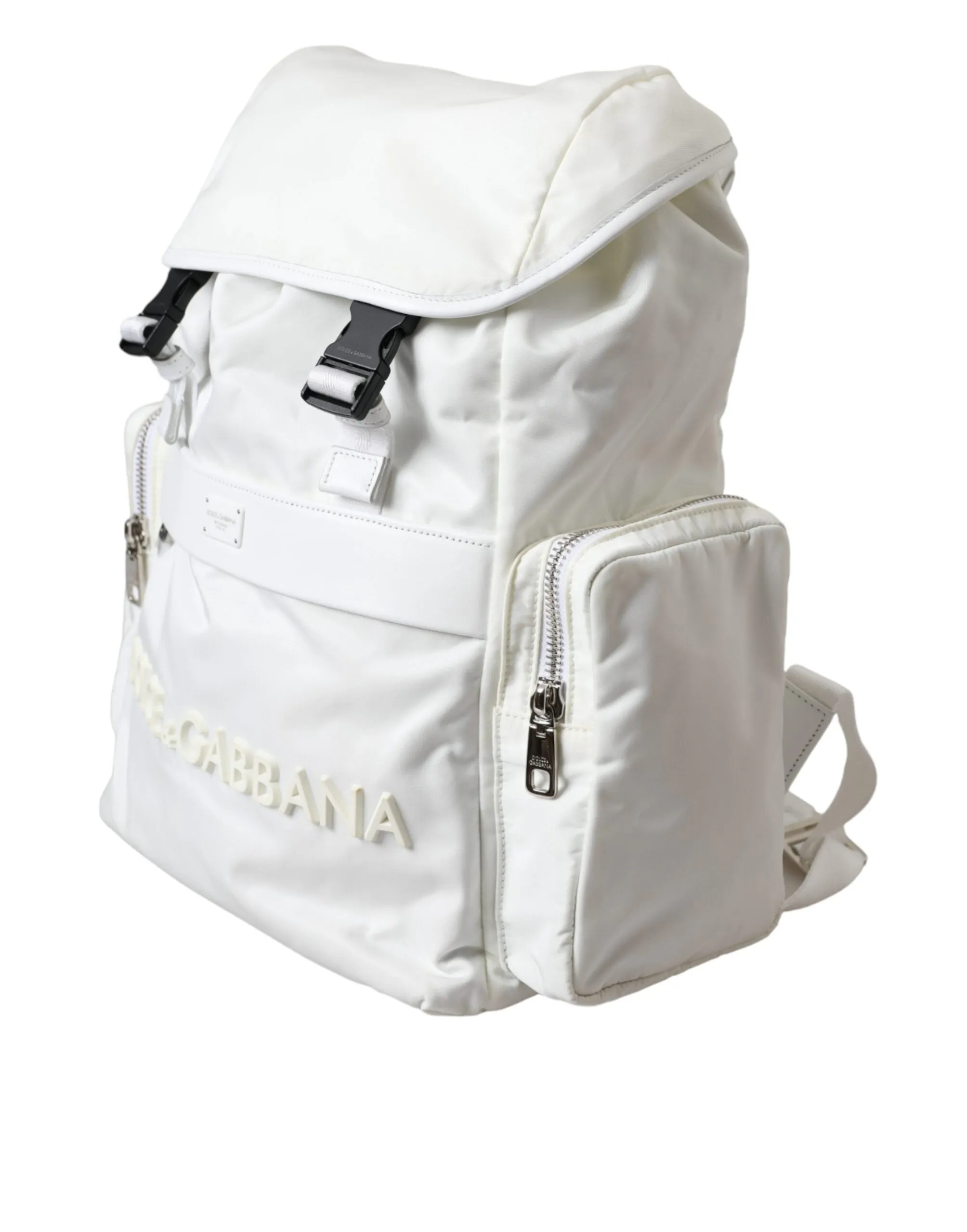 White Nylon Rubber Logo Backpack Rucksack Bag sold by Louxly product image thumbnail 3