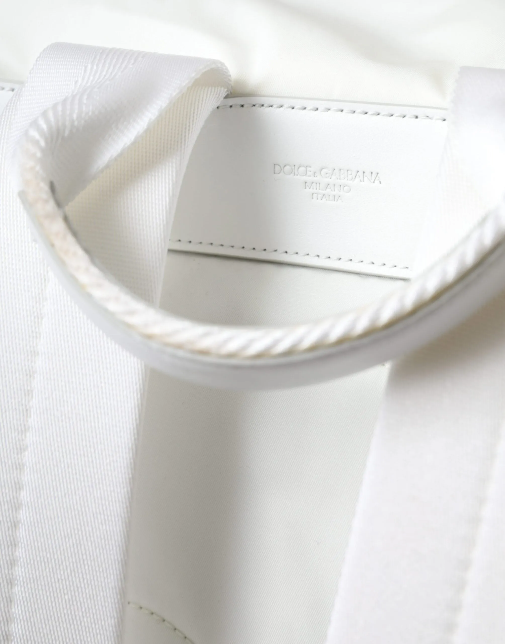 White Nylon Rubber Logo Backpack Rucksack Bag sold by Louxly product image thumbnail 4