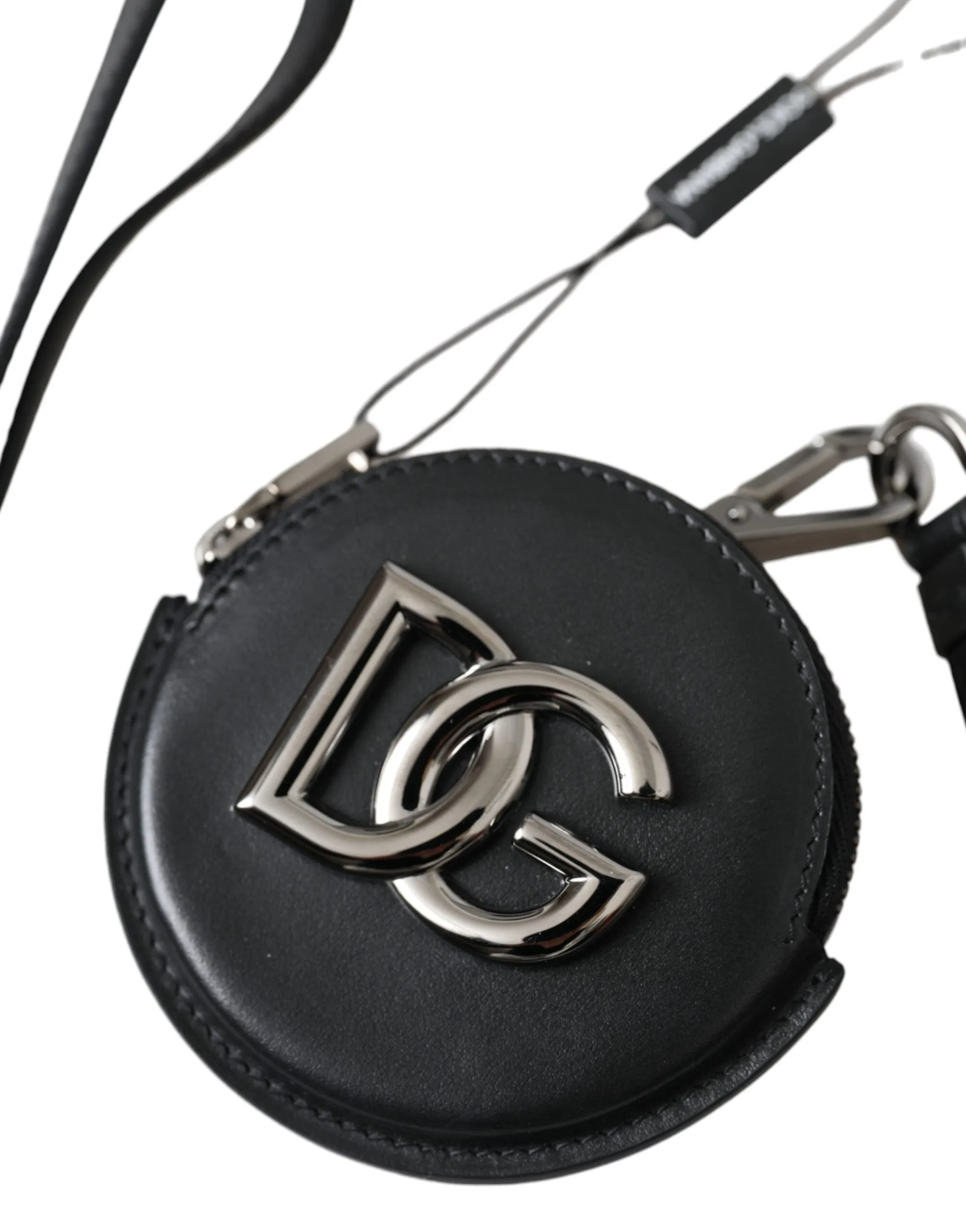 Black Round Leather DG Logo Coin Purse Lanyard Wallet sold by Louxly product image thumbnail 2