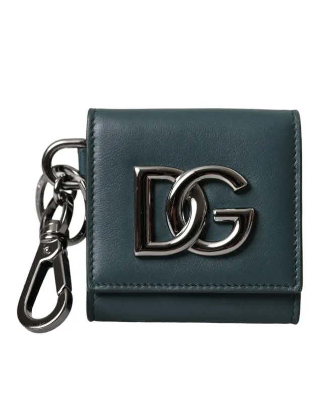 Green Calfskin Leather DG Logo Keyring Coin Purse Wallet sold by Louxly