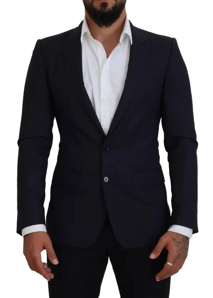 Blue Wool Slim Fit Formal Coat Men Blazer sold by Louxly