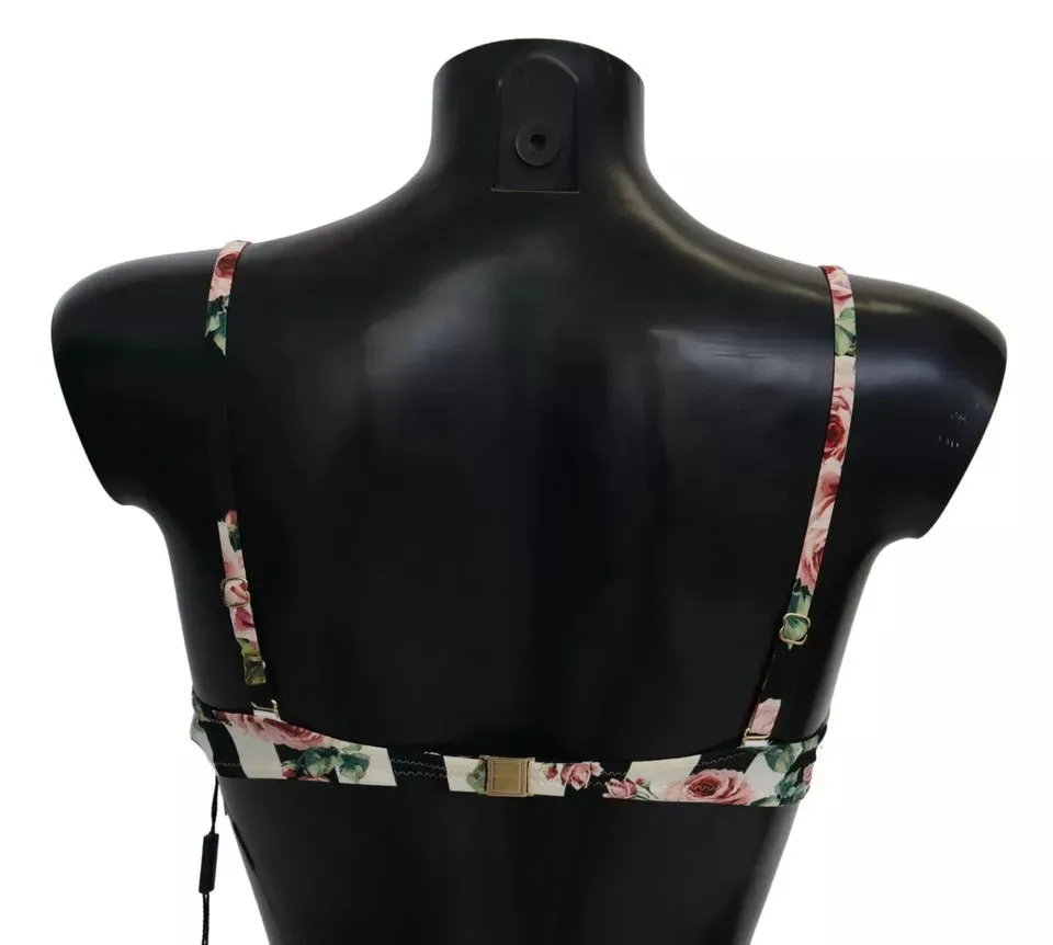 Multicolor Striped Rose Print Swimwear Bikini Top sold by Louxly product image thumbnail 3