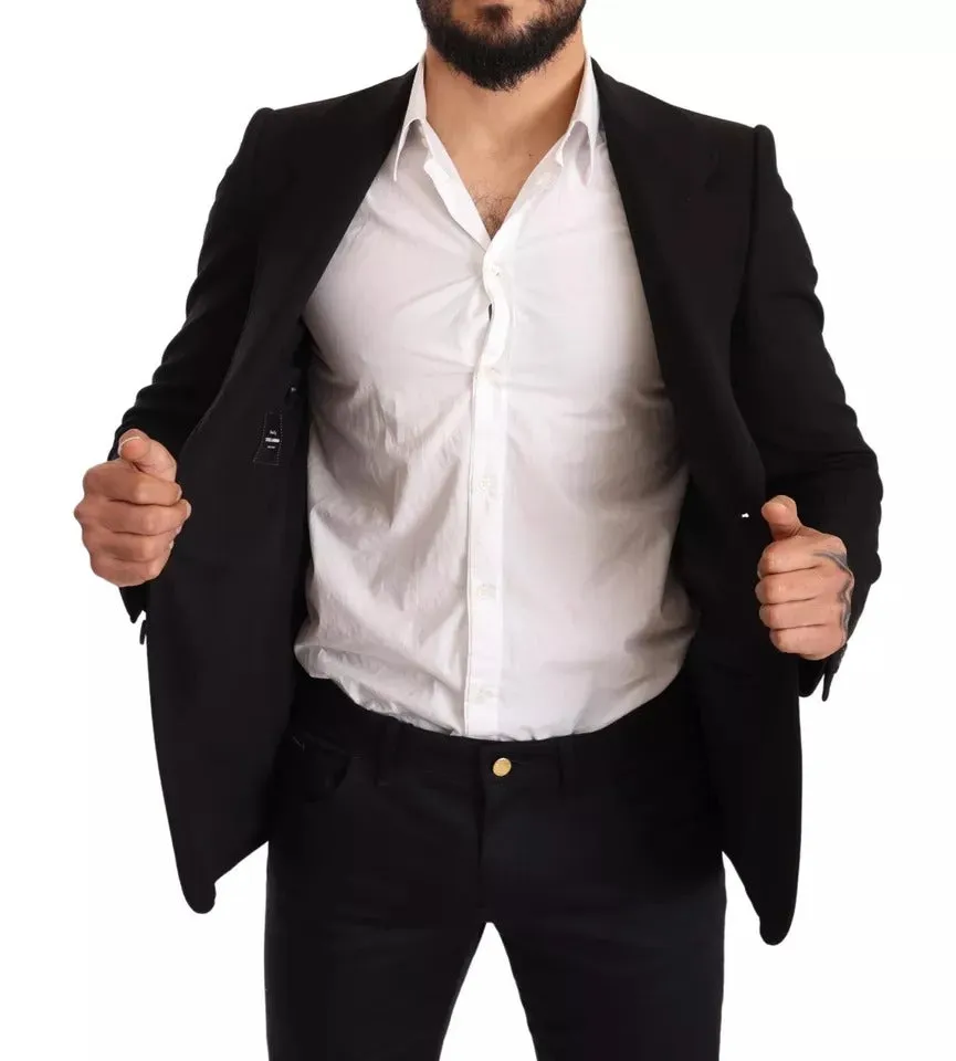 Black Wool Slim Fit Coat Jacket Blazer sold by Louxly product image thumbnail 5