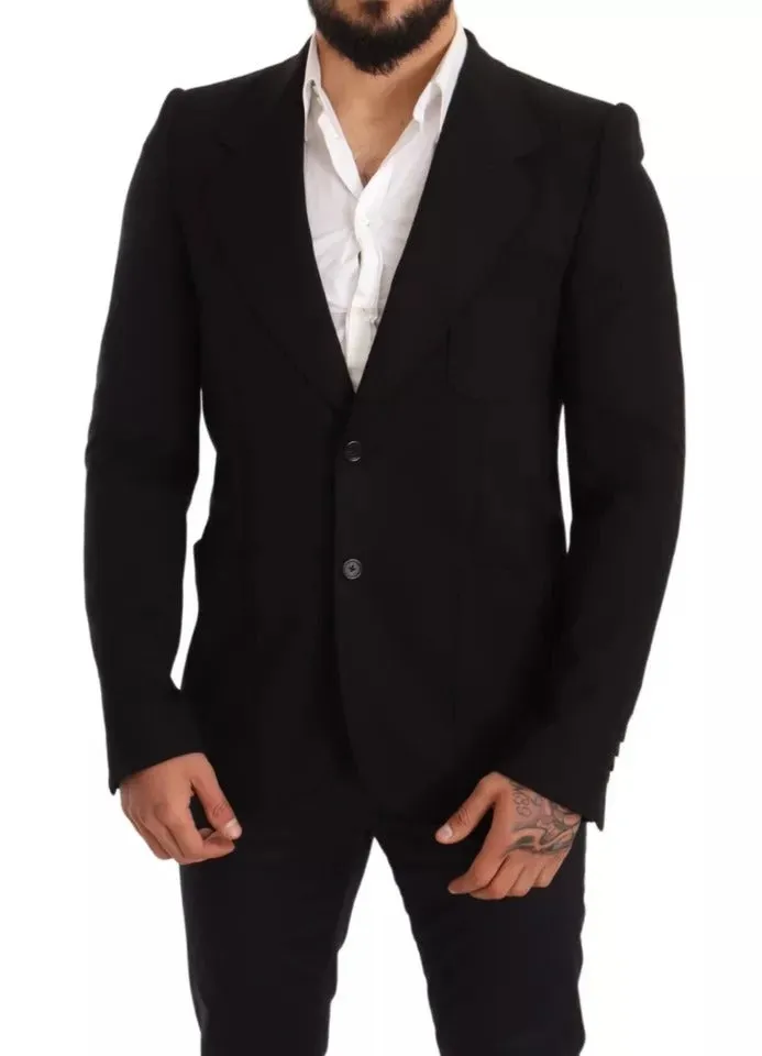Black Wool Slim Fit Coat Jacket Blazer sold by Louxly product image thumbnail 4
