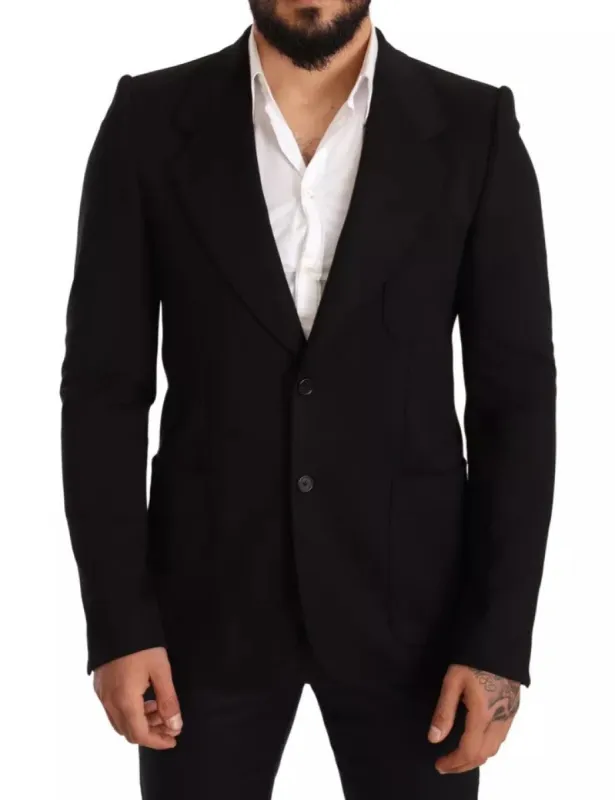 Black Wool Slim Fit Coat Jacket Blazer sold by Louxly