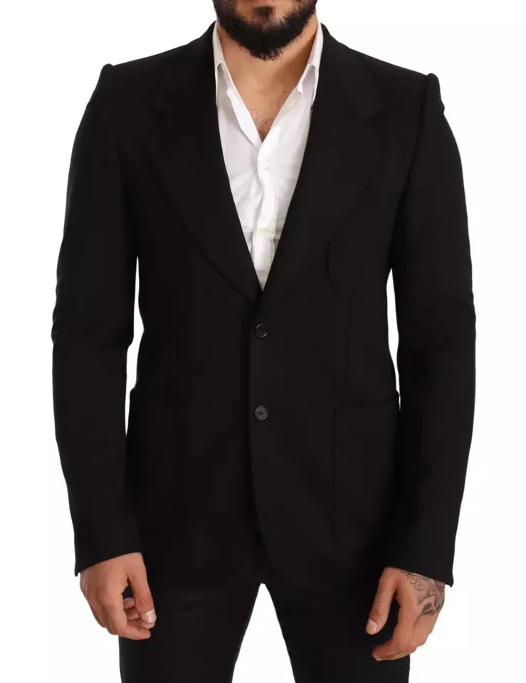 Black Wool Slim Fit Coat Jacket Blazer sold by Louxly