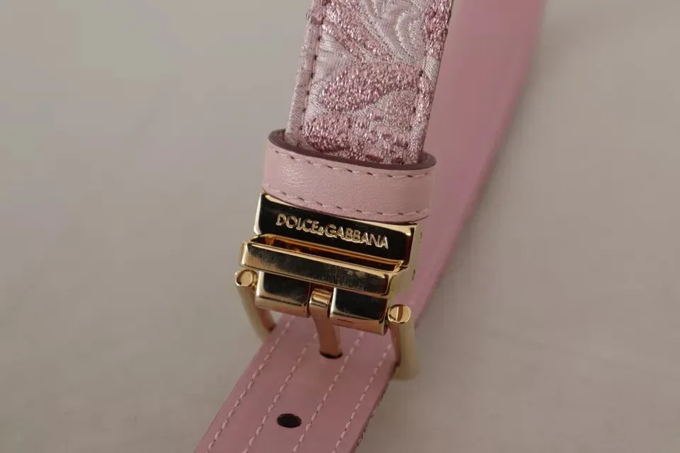 Pink Jaquard Embroidered Gold Tone Metal Buckle Belt sold by Louxly product image thumbnail 4