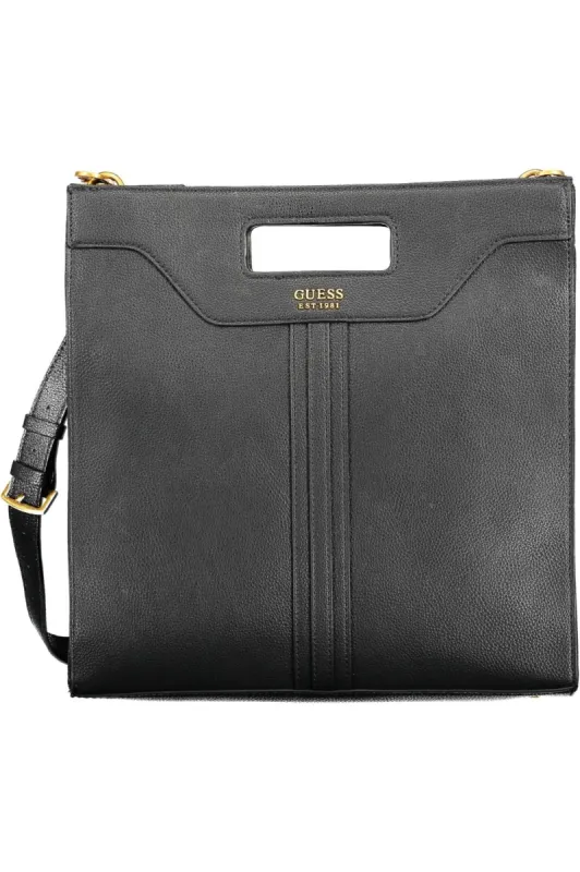 Chic Black Handbag with Contrasting Details sold by Louxly