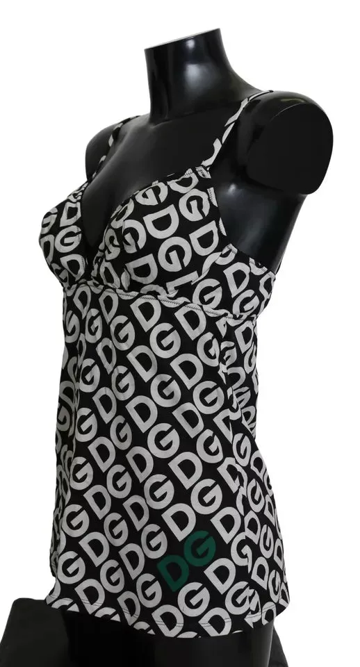 Black DG Mania Print Sleeveless Swimwear sold by Louxly product image thumbnail 3