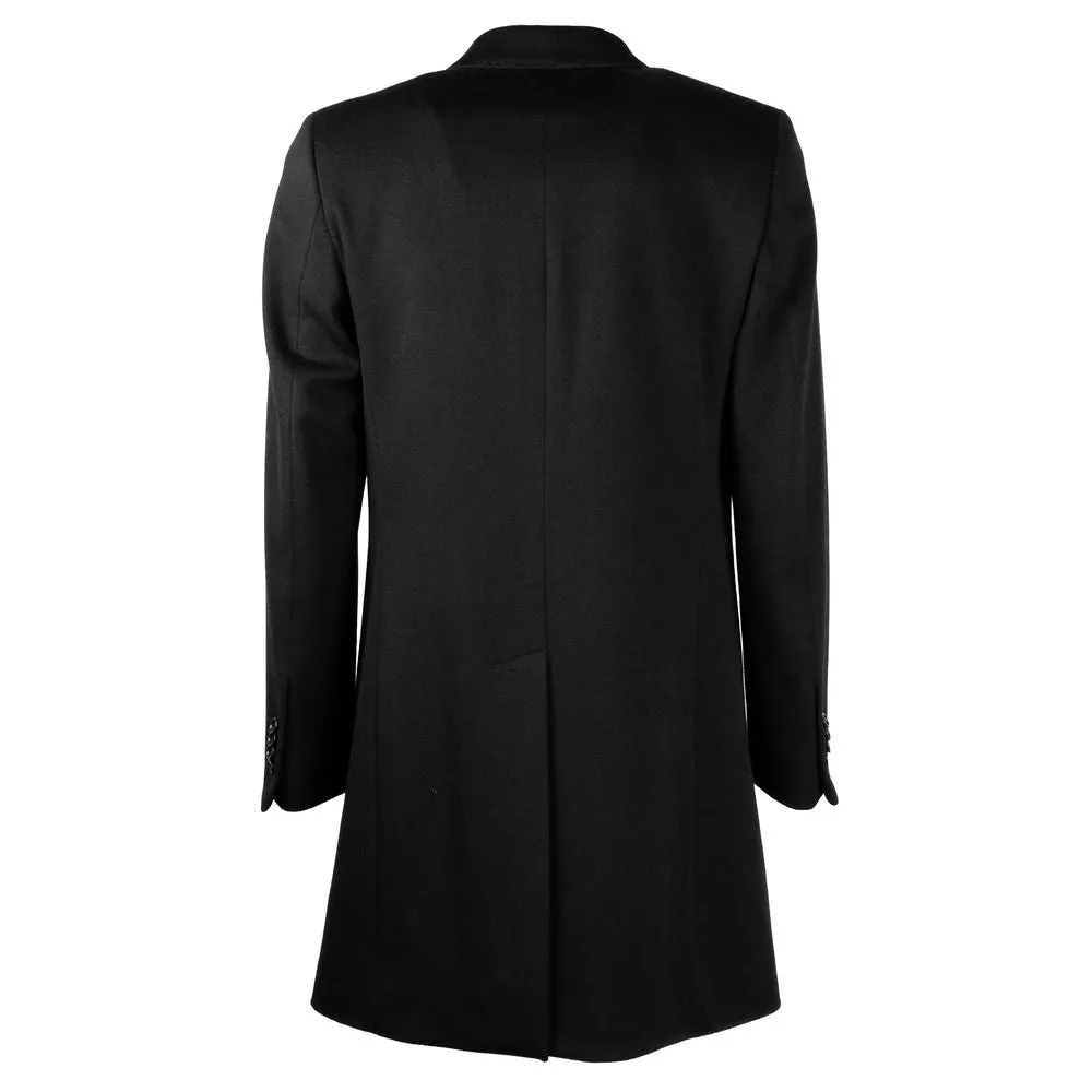 Elegant Black Virgin Wool Men's Coat sold by Louxly product image thumbnail 2