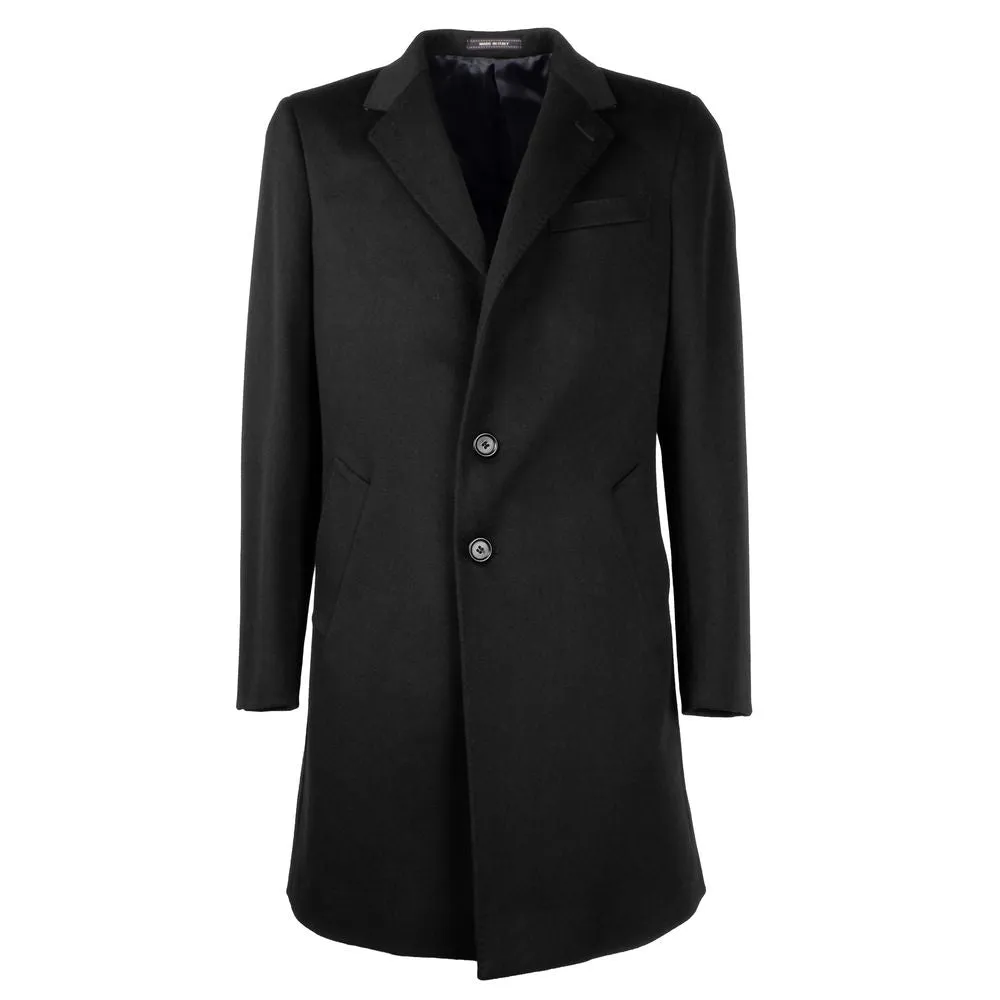 Elegant Black Virgin Wool Men's Coat sold by Louxly