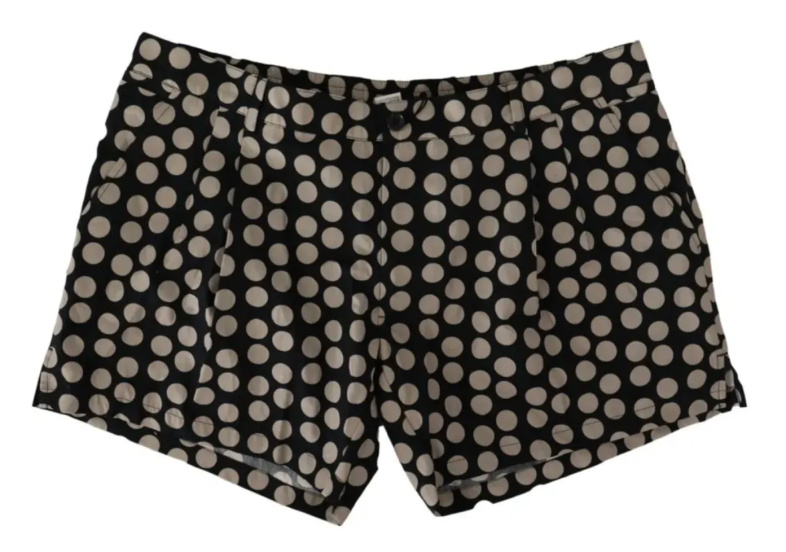 Black White Polka Dots Cotton Linen Shorts sold by Louxly