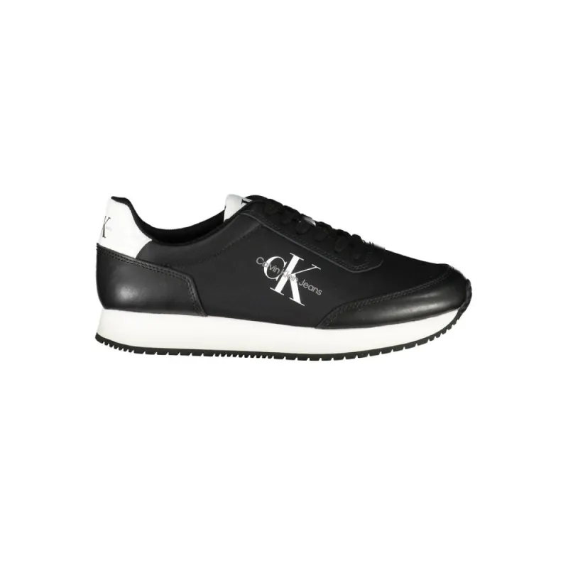 Sleek Black Lace-Up Sneakers with Contrast Details sold by Louxly