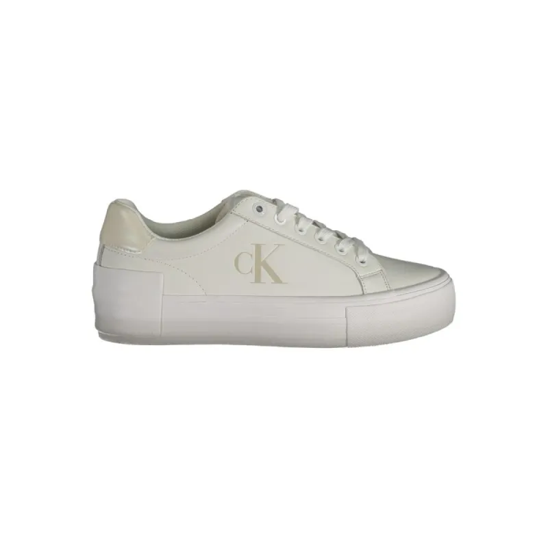 White Leather Women Sneaker made by Calvin Klein