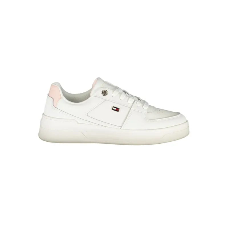 Elegant White Lace-Up Sneakers with Contrast Detail sold by Louxly