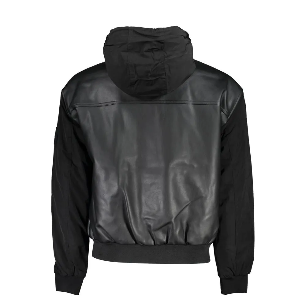 Sleek Black Contrast-Trim Jacket with Hood sold by Louxly product image thumbnail 2