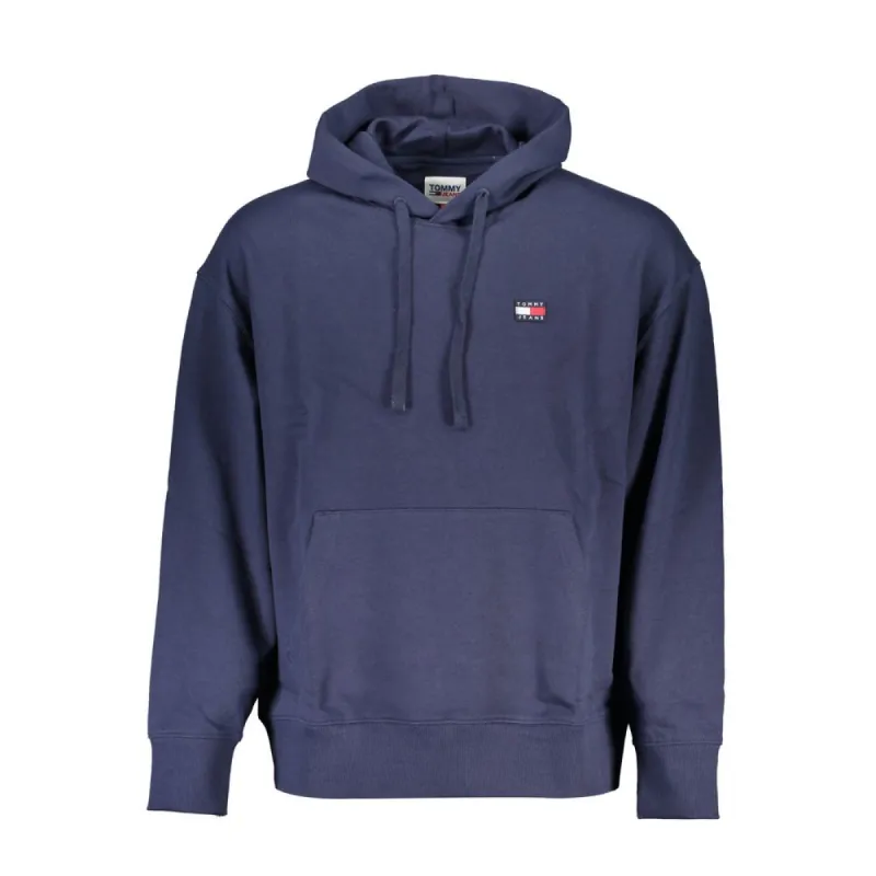 Chic Blue Hooded Sweatshirt with Logo Detail sold by Louxly