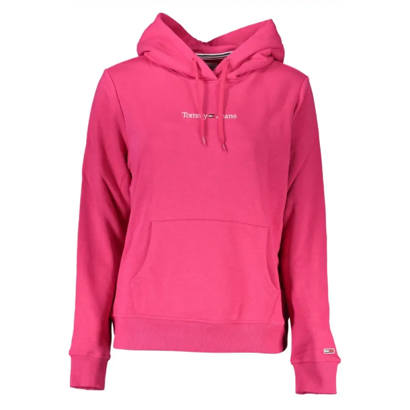 Chic Pink Hooded Sweatshirt with Logo Detail sold by Louxly