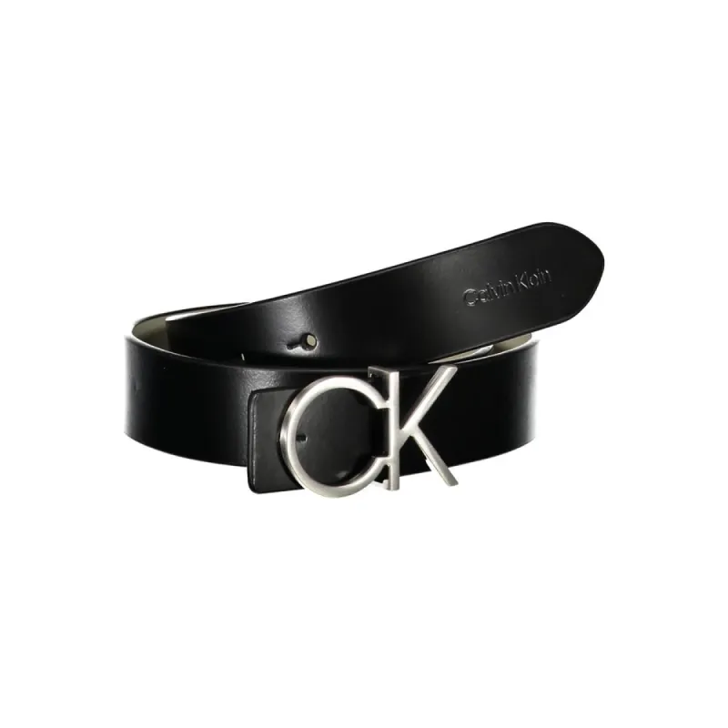 Reversible Black Leather Belt with Metal Buckle sold by Louxly
