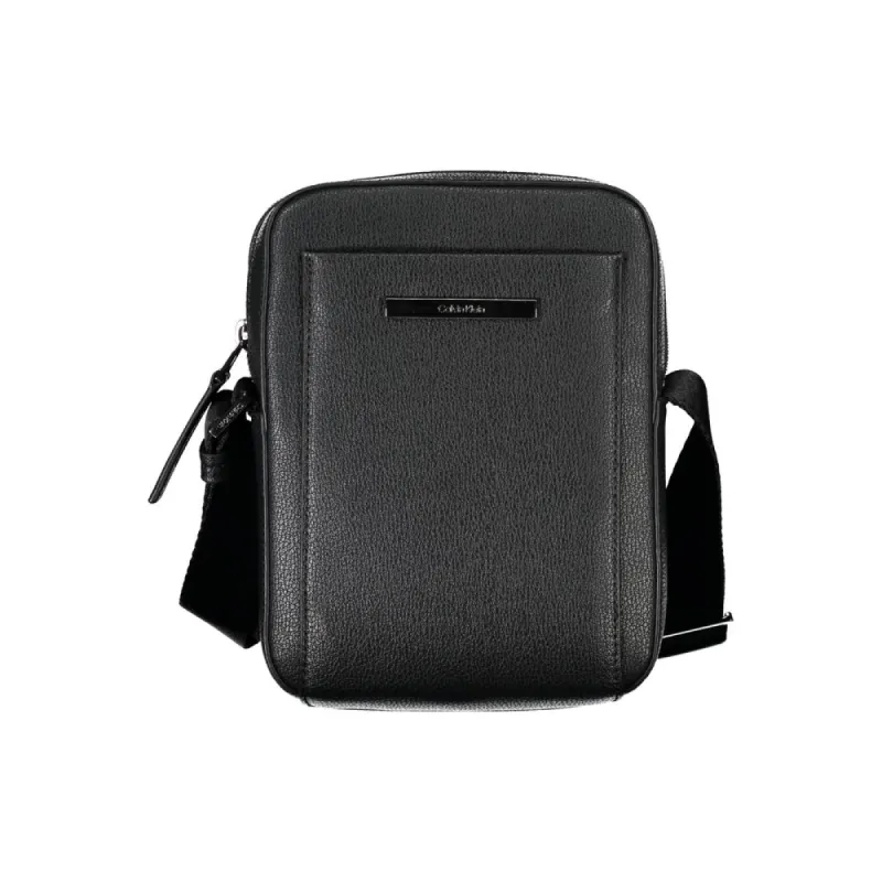 Sleek Black Shoulder Bag with Logo Detail sold by Louxly