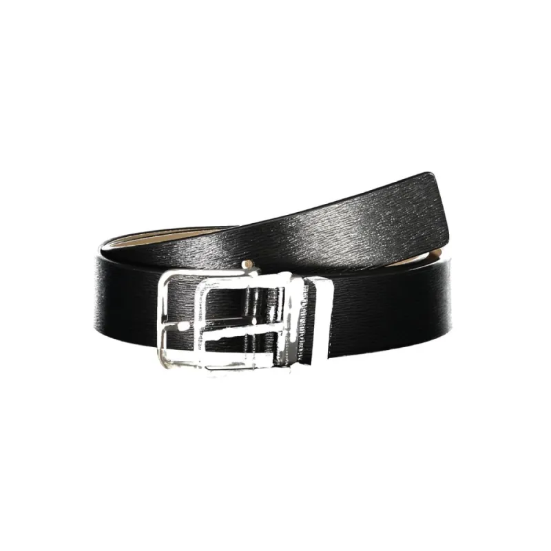 Elegant Black Leather Belt with Metal Buckle sold by Louxly